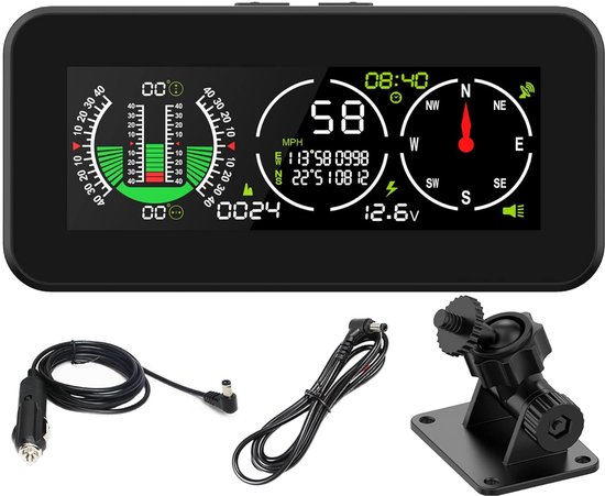 M60 Auto Hellingsmeter Digitale GPS Snelheidsmeter HUD Weergave Clinometer met Kompas voorAlle Voertuigen SUV Offroad