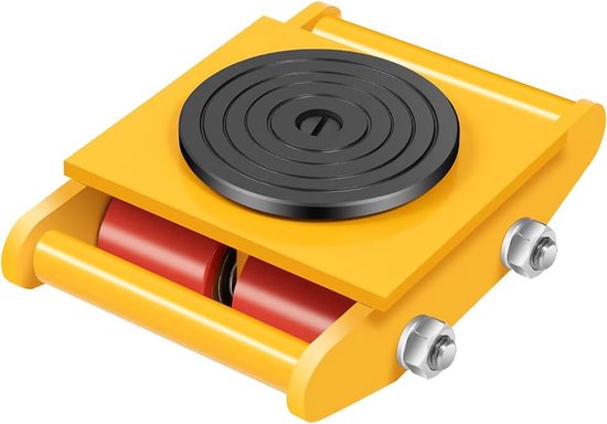 Machineverplaatser, 360° rotatie, zware wielen, stuurinrichting, zware wielen, transportroller, meubeltransportwielen, pantserwielen, transporthulp, 6T geel