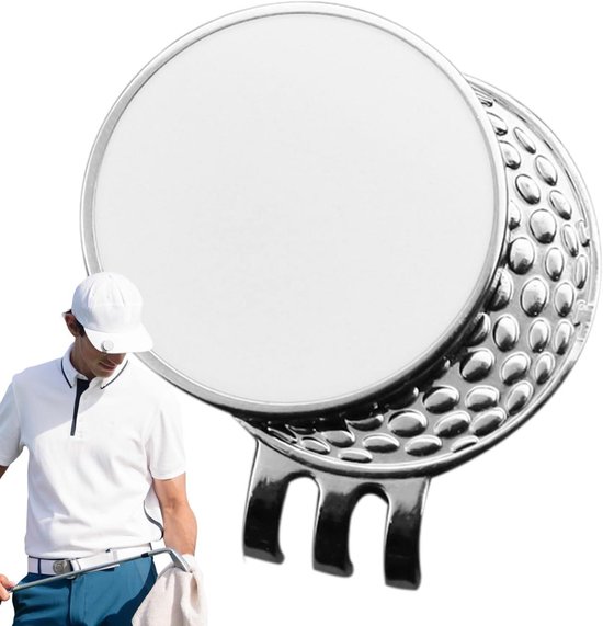 Magneet Bal Marker - Golfbal Markering - Golfbaan Accessoire - Met Hoedclip - 3 x 2.5 cm - Wit