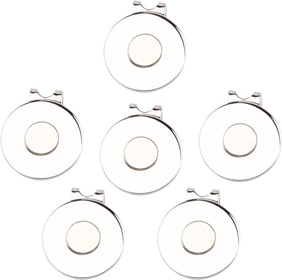 Magnetische Golf Clips - Balmarker Houder - Golf Accessoire - Sterke Ingebouwde Magneet - 6 Stuks - Zilver