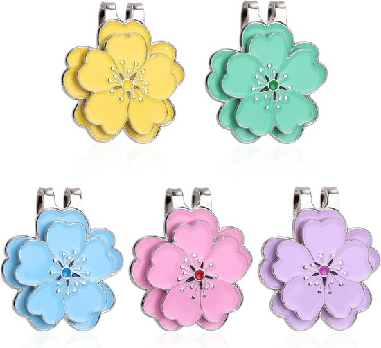 Magnetische Golfbal Marker Clips in Vijf Kleuren, Bloemvormige Accessoires voor Golfhandschoenen en Caps voor Mannen en Vrouwen