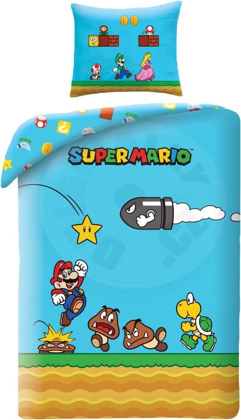 Mario Dekbedovertrek - katoen - 140 x 200 cm 70 x 90 cm van Nintendo