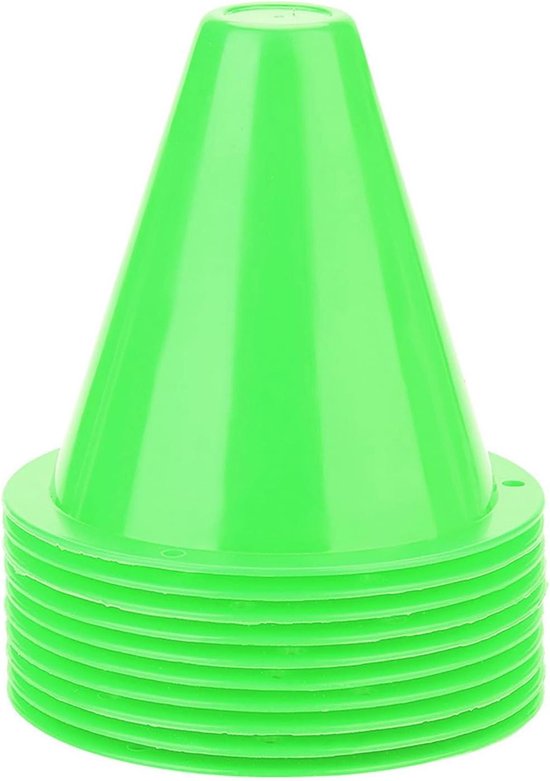 Markeerkegels Set - Trainings kegels - Sport training - Stabiel plat ontwerp - 10 stuks - Groen