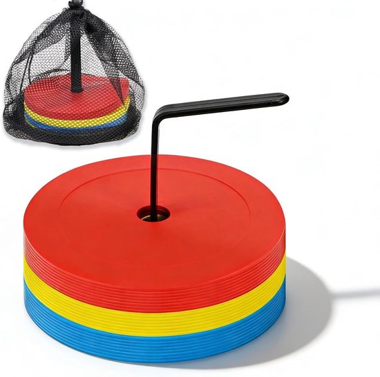 Markering Schijven - Pionnen Voetbal - Sport Training - Flexibel PE Materiaal - 15 cm Diameter - Rood Geel Blauw