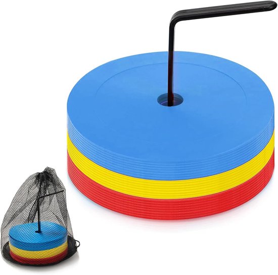 Markering Schijven - Trainingshoedjes - Veld Training - Set van 24 Stuks - 15 cm Hoog - Meerdere Kleuren