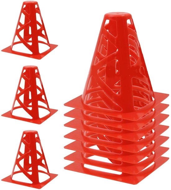 Markeringshoedjes Voetbal - Trainingskegels Sport - Sporttraining Verbeteren - Uniek Hol Ontwerp - 10 Stuks 15cm - Oranje
