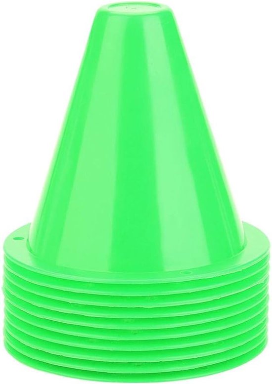 Markeringskegels Set - Trainingskegels Voetbal - Sport Training - Set van 10 stuks - 20 cm Hoog - Groen van Merkloos