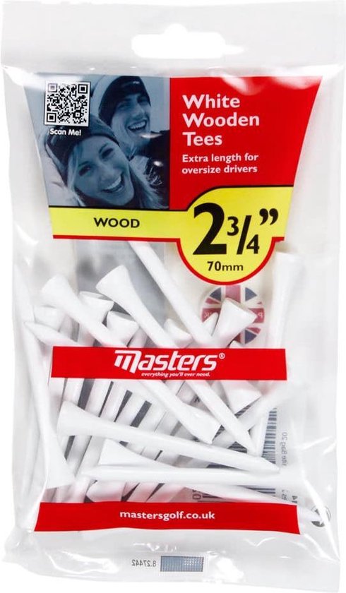 Masters White Wooden Tees 20st 70MM van Master