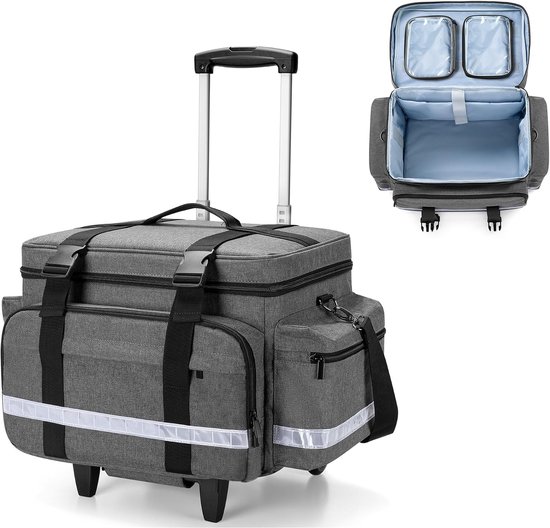 Medische tas met afneembare trolley, Grijs, L