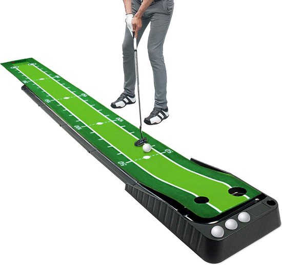 MELVRA Golf Putting Trainer - Golfmat met Automatische Balreturn - Golf Oefenmat - Inclusief 3 Golfballen - Voor Binnen & Buiten - Golfaccessoires - Beginners & Amateurs van Merkloos