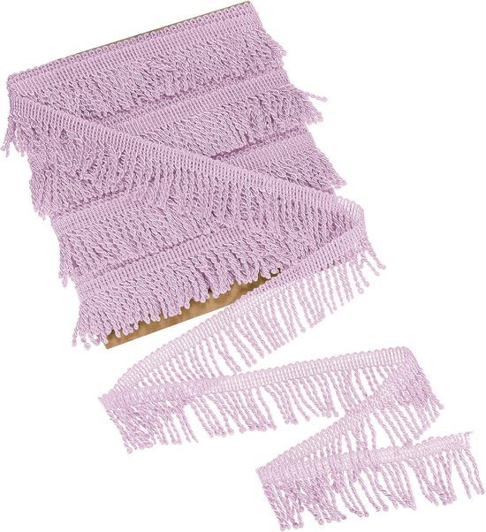 METERXITY 10 meter gordijn franjes franjes rand, 5,6 cm breed polyester franje boho kant naaien franje trimmen kwastje franje trim voor tassen/doe-het-zelf decoratie/rok/bank/kleding [roze paars]