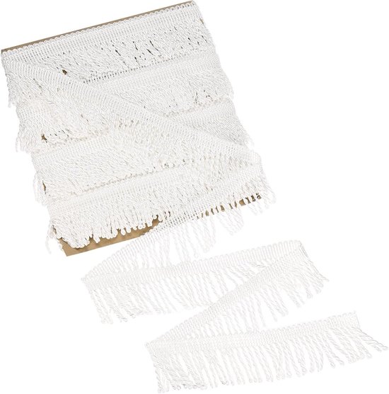 METERXITY 10 meter gordijn franjes franjes trim, 5,6 cm breed polyester franje boho kant naaien franje trimmen kwastje franje trim voor tassen/doe-het-zelf decoratie/rok/bank/kleding [wit]