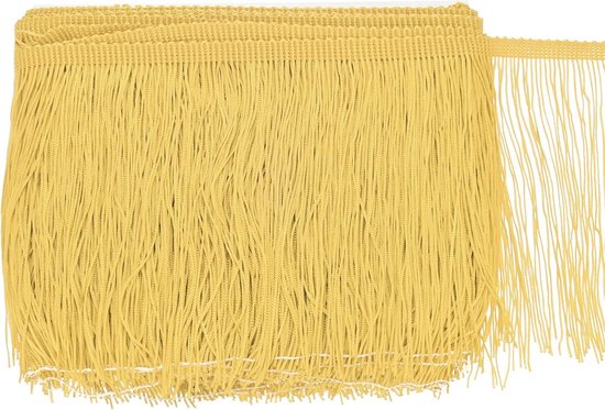 METERXITY Chainette franjes, 10 meter polyester vlecht kwastjes trim voor doe-het-zelf ambachten/Latijnse jurk/lampenkap decoratie/trouwjurk/naaien/kleding franje garen [goud]