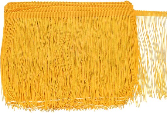 METERXITY Chainette franjes, 10 meter polyester vlecht kwastjes trim voor doe-het-zelf ambachten/Latijnse jurk/lampenkap decoratie/trouwjurk/naaien/kleding franje garen [goudgeel]