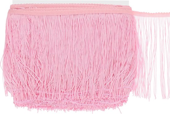 METERXITY Chainette franjes, 10 meter polyester vlecht kwastjes trim voor doe-het-zelf ambachten/Latijnse jurk/lampenkap decoratie/trouwjurk/naaien/kleding franje garen [roze]