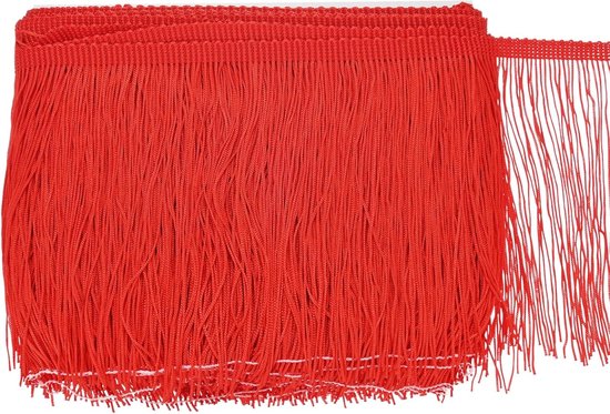 METERXITY Chainette franjes, 10 meter van 6 inch polyester vlecht kwastjes trim voor doe-het-zelf ambachten/Latijnse jurk/lampenkap decoratie/trouwjurk/naaien/kleding franje garen [rood]