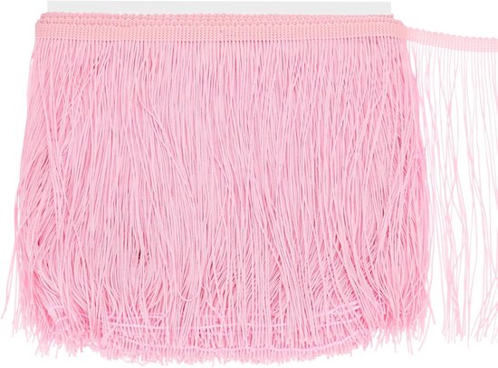 METERXITY Chainette franjes, 20 cm polyester vlecht kwastjes trim voor doe-het-zelf ambachten/Latijnse jurk/lampenkap decoratie/trouwjurk/naaien/kleding franje garen [roze]