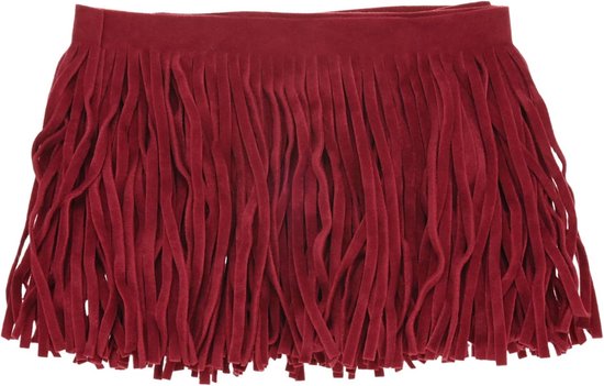METERXITY PU Lederen Franje Trim, 1 Yard 10 cm Watermeloen Rood Dubbelzijdig Suede Kwastje Naaien Trim voor DIY Ambacht/Naaien Jurk Kostuum/Tassen Schoen Decoratie, Franje Kwastje