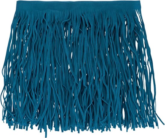 METERXITY PU Lederen Franje Trim, 1 Yard 7,9 Inch Pauw Blauw Dubbelzijdig Suede Kwastje Naaien Trim voor DIY Ambacht/Naaien Jurk Kostuum/Tassen Schoen Decoratie, Franje Kwastje