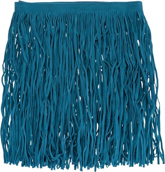 METERXITY PU Lederen Franje Trim, 1 Yard 9.8 Inch Pauw Blauw Dubbelzijdig Suede Kwastje Naaien Trim voor DIY Ambacht/Naaien Jurk Kostuum/Tassen Schoen Decoratie, Franje Kwastje