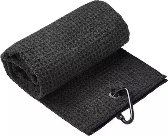 Microfiber Golf Handdoek - Snel drogend - Grote haak - Zwart - 30 cm x 50 cm - Golfhanddoek - ATHLIX van ATHLIX