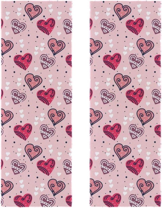 Microvezel Gym Handdoeken - Sporthanddoeken Zacht - Zweet Afvegen - Super Absorberend - 29.5x81.5cm - Roze Hartjes