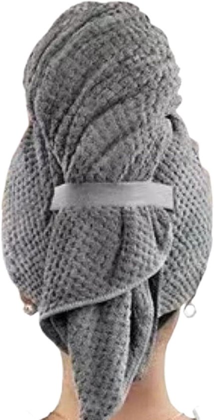 Microvezel Haarhanddoeken - Sneldrogende Kappen - Haar Drogen - Ultra Absorberend - 61 x 105 cm - Grijs