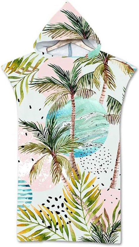 Microvezel Hamamdoek Poncho met Capuchon - Sneldrogende Omkleedponcho voor Strand en Zwemmen