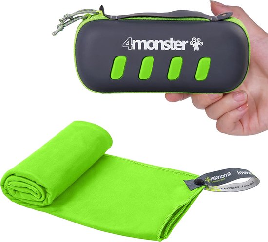 Microvezel Handdoek - Reishanddoek Camping - Snel Drogen Sport - Met Draagtas - 80 x 40 cm - Groen