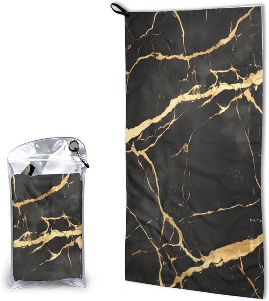 Microvezel handdoek - Sneldrogend textiel - Actieve levensstijl - Compact reisontwerp - 80 x 40 cm - Goud marmer