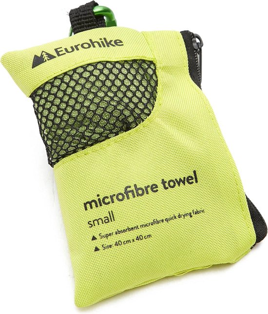 Microvezel Handdoek - Sneldrogende Doek - Compact Reizen - Met Karabijnhaak - 40x40cm - Groen