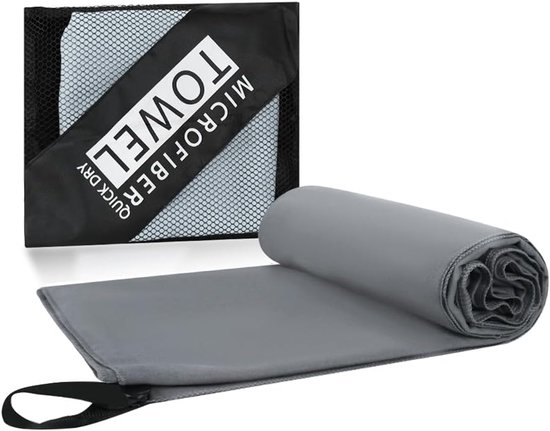 Microvezel Handdoek - Sneldrogende Strandhanddoek - Sport en Reizen - Zeer Absorberend - 100 x 200 cm - Donkergrijs