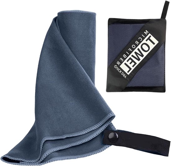 Microvezel Sporthanddoek - Sneldrogende Reisdoek - Outdoor Activiteiten - Ruimtebesparend Ontwerp - 40 x 80 cm - Donkerblauw
