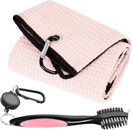 Microvezelhanddoek Set - Golf Accessoires - Golfbaan Onderhoud - Wafelpatroon Reiniging - 40x53 cm Handdoek - Roze