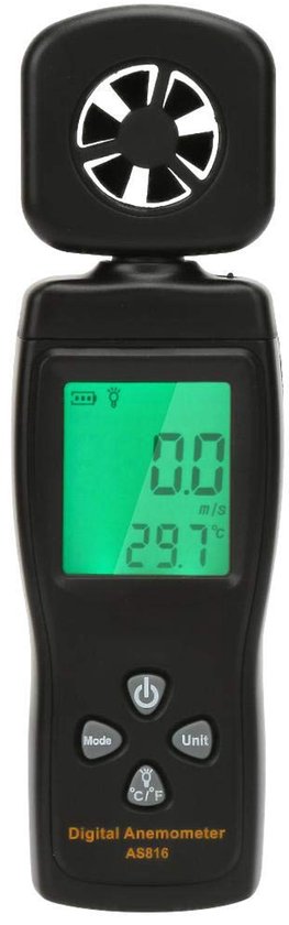 Mini Digitale Anemometer 0,3-30 m/s Windsnelheid Temperatuurmeting