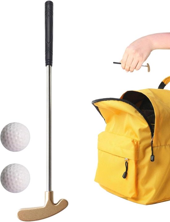 Mini Golf Putter - Trainingsclub - Indoor oefenen - Twee-weg ontwerp - 158 cm steel - Goud van MINI