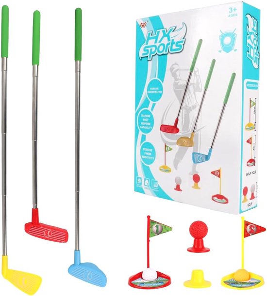 Mini Golf Set - Speelgoed voor Kinderen - 12 Stukken Mini Golf voor Kinderen 3-8 Jaar - Mini Golf met Ballen en Uittrekbare Golfclubs voor Buiten en Binnen van Merkloos