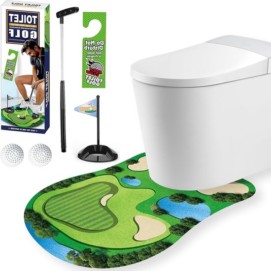 Mini Golf Set voor Thuis en Kantoor, Portable Toilet Golf Game met Racket en 2 Ballen, Leuk Cadeau voor Mannen en Golfliefhebbers van Merkloos