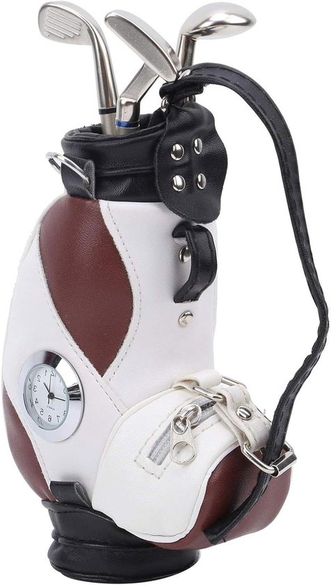 Mini Golftas Pennenhouder - Bureaudecoratie Set - Bureau Organisatie - Inclusief Klok - 19 x 10 x 6 cm van MINI