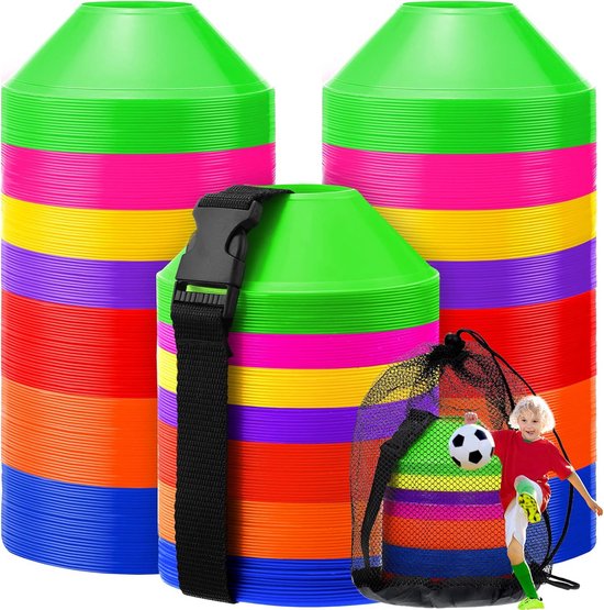 Mini Voetbal Kegels - Sport Boren Schijven - Agility Training - Stapelbaar Lichtgewicht - 5 Inch Hoogte - Meerkleurig van Merkloos