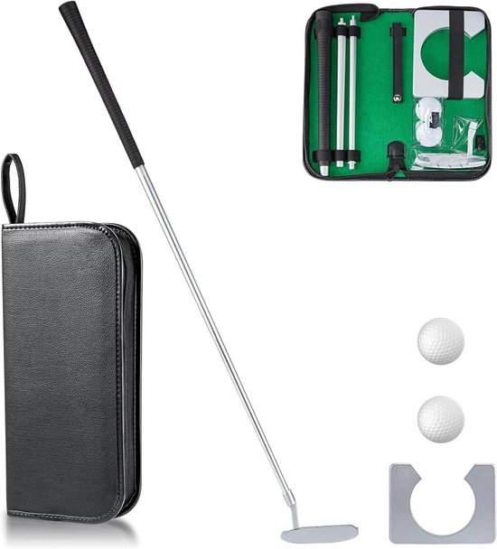 Minigolfset voor binnen - Oefentraining golfclubsets met putterset, golfballen, doelrek en draagtas - Leuke spellen voor volwassenen en kinderen van Merkloos