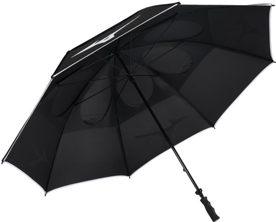 Mizuno Tour-25 Twin Canopy 64 Inch Golfparaplu - Zwart van Merkloos