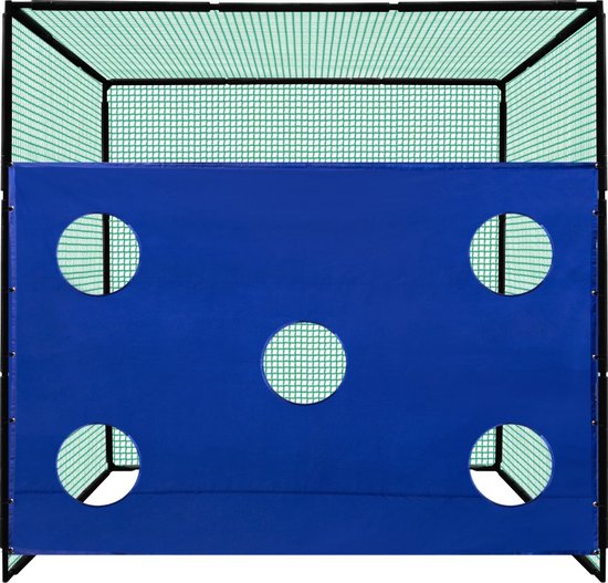 Monster Shop Golf Oefenkooi - Professionele Trainingsnet - 3m x 3m - Schokabsorberend EVA-schuim - 5 Gaten Doelscherm - Kunstgrasmat & 6cm Tee