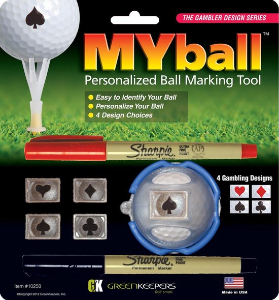 MYBall Marking Tool - Versie Gambler - Golfbal marker van MYBall