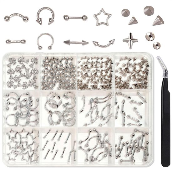 Nagels – Zilveren Charms voor Nagels, Metalen Punk Goth Charm Studs, Spikes, Ringen, Piercing Nagel Strasssteentjes, Gemengde Vormen, Y2K Nagel Edelstenen