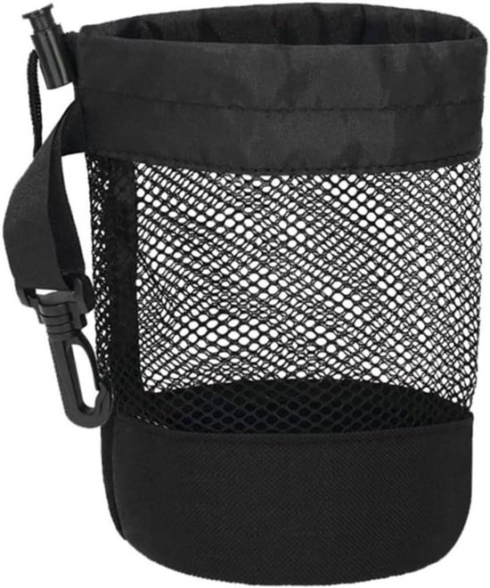 Net golftas nylon mesh - golfbaltas met trekkoord en opberghouder voor golfballen - golfaccessoires