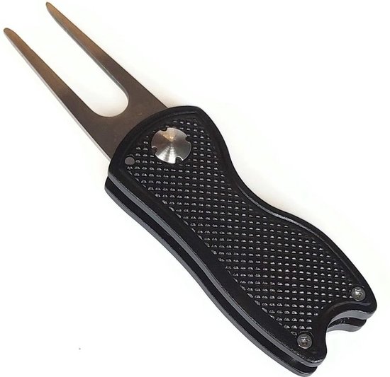New Age Devi - Golf-Pitchfork-Metaal - Golf-Accessoire - Marker - Green repair vorkje - ZWART van New Age Devi