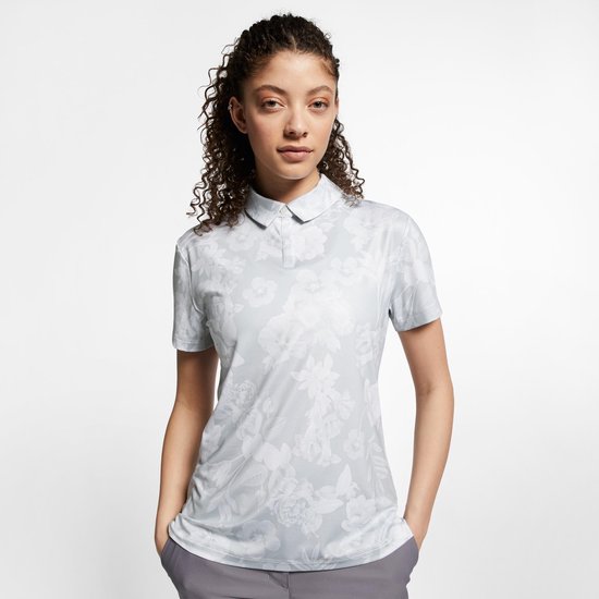 Nike Dri-Fit Aop Sport Polo Dames - Pure Platinum/White - Maat S van Nike