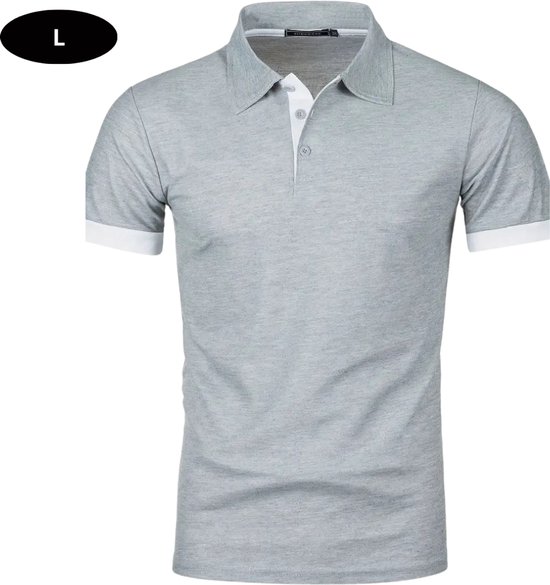 Nivard Golf Shirt Heren - T-shirt - Golfkleding - Golfen - Golf Accessoires - Polo Shirt - Wit + Lichtgrijs - Maat L van Nivard