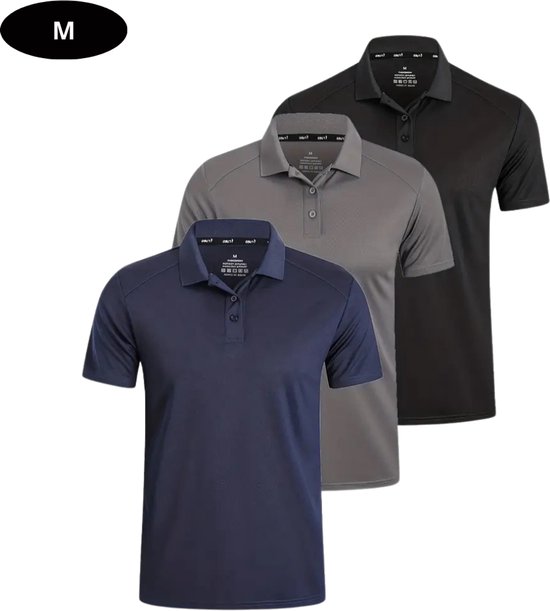 Nivard Golf Shirt Heren - T-shirt - Golfkleding - Golfen - Golf Accessoires - Polo Shirt - Zwart & Grijs & Blauw - Maat M van Merkloos